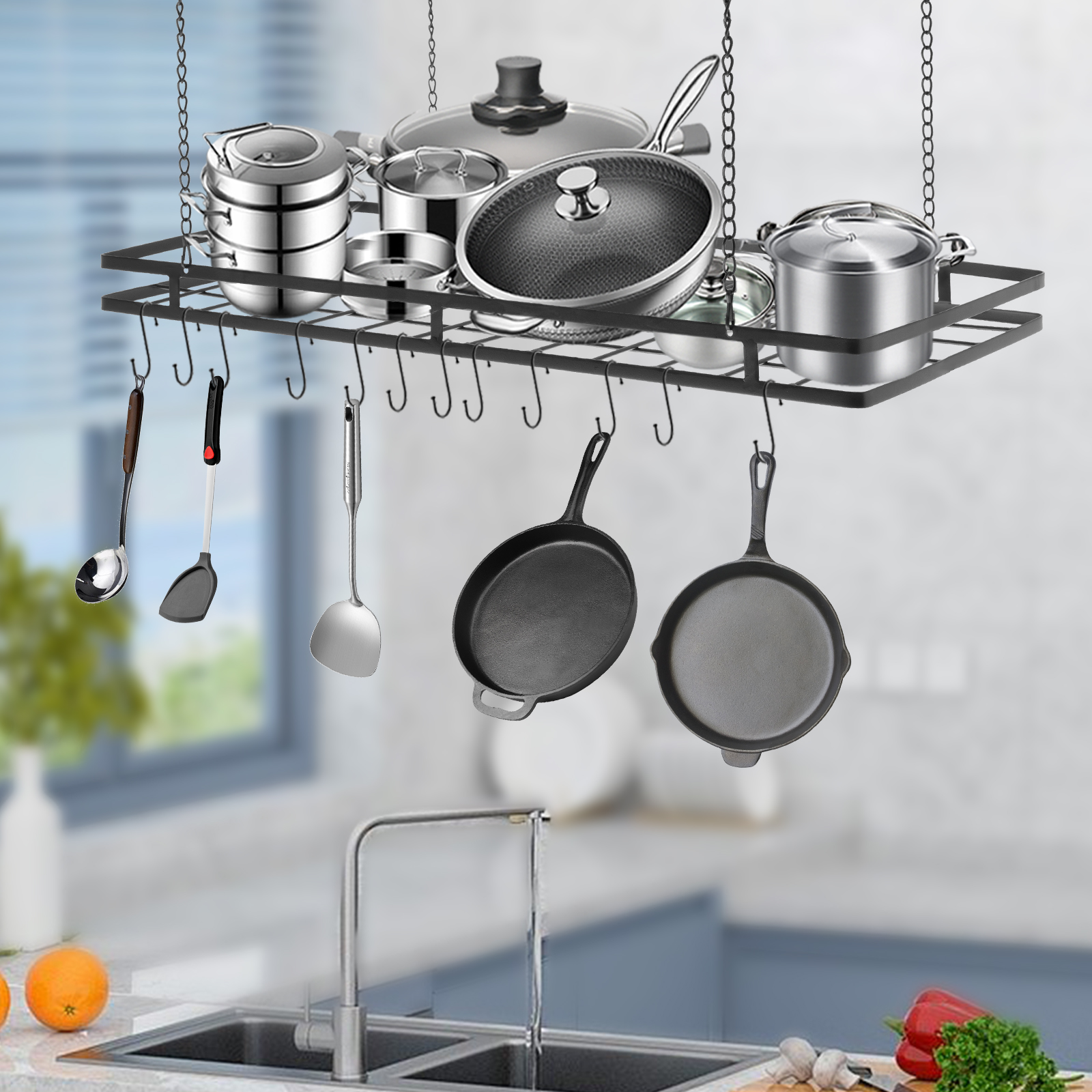 12-Hook Overhead Pot and Pan R - Commercial Kitchen Utensil Storage recensione e prezzo