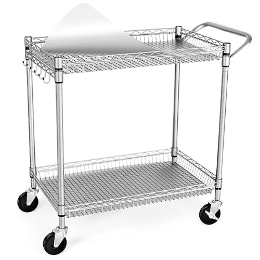 Heavy Duty 2 Tier Rolling Cart - Commercial Kitchen Dimensions recensione e prezzo