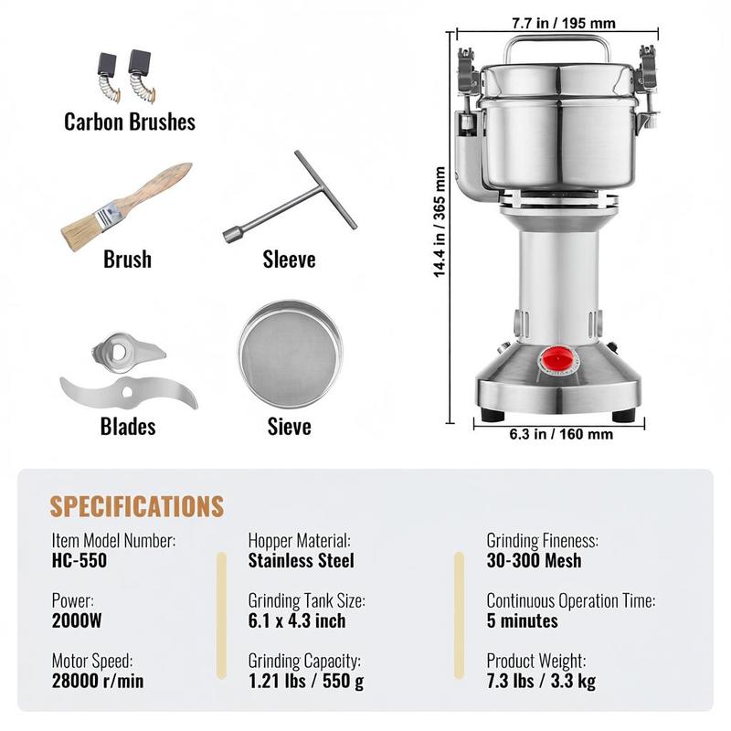 Dry Powder Grinder 550g For Ki - Commercial Kitchen Grinder recensione e prezzo